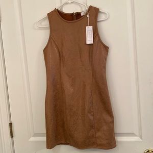 Sage The Label Faux Leather Snake Skin Camel Stare’ Mesto Dress for weekend deal